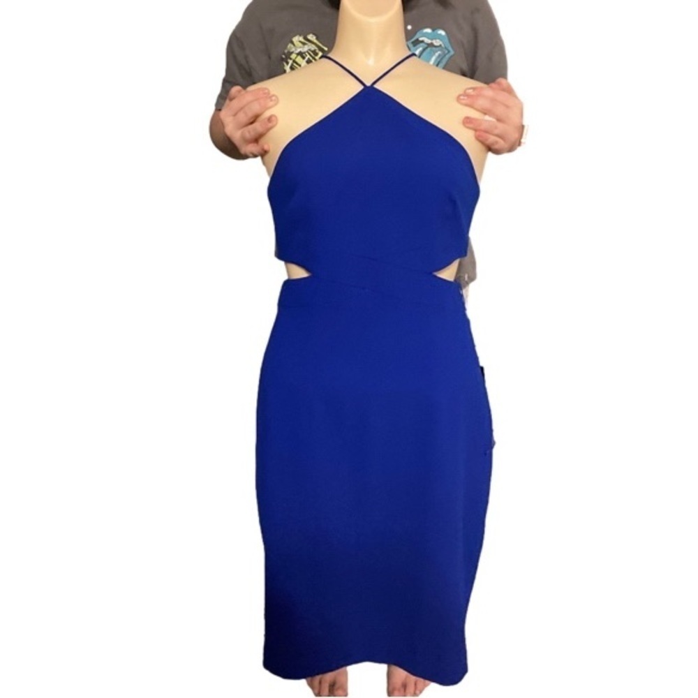 AIDAN Mattox Women's Cocktail Dress Size 4 blue Cutout Sleeveless Sheath